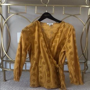 Mustard yellow wrap top